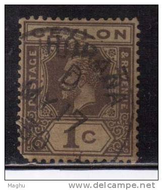 Ceylon Used 1921, Wmk Script CA, KG V  1c Brown - Ceylon (...-1947)