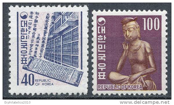 KOREA SOUTH 1974 KEY VALUES MIRUK BOSAL AND BUDDHIST SCRIPTURES SC# 650,653 VF MNH - Corea (...-1945)