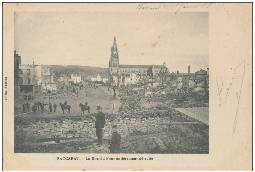 54.BACCARAT RUE DU PONT DETRUITE ANIME - Guerre 1914-18