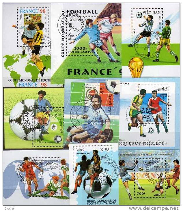 9 Motive Blocks Fußball Cambodga Lao Block O 25€ Fussball-Spieler FIFA Champion Topics Sport Bloc Soccer Sheet Of Asia - Coupe D'Asie Des Nations (AFC)