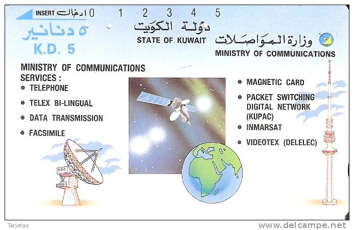 TARJETA DE KUWAIT DE UN SATELITE Y ANTENA PARABÓLICA (SATELLITE) - Astronomie