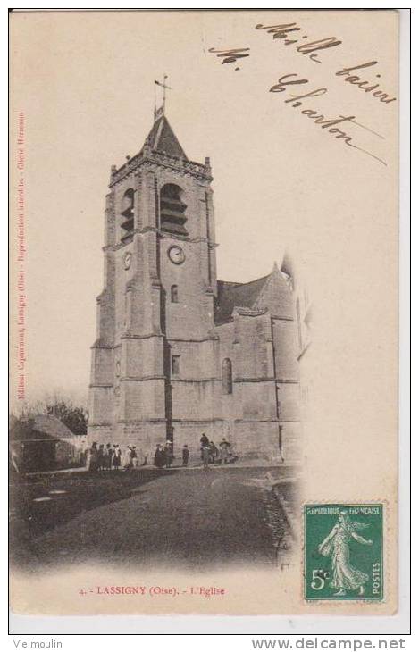 LASSIGNY 60 L´EGLISE  TRES BELLE CARTE PRECURSEUR ANIMEE RARE !!! - Lassigny