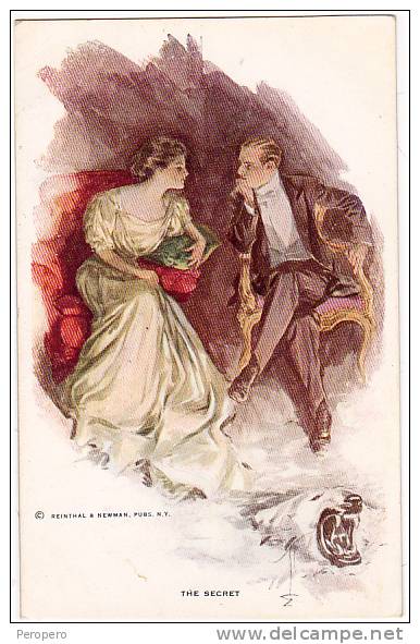 AK SIGNIERT KARTE  HARRISON FISHER THE SECRET , COUPLE , PAAR   OLD POSTCARD 1917 - Fisher, Harrison