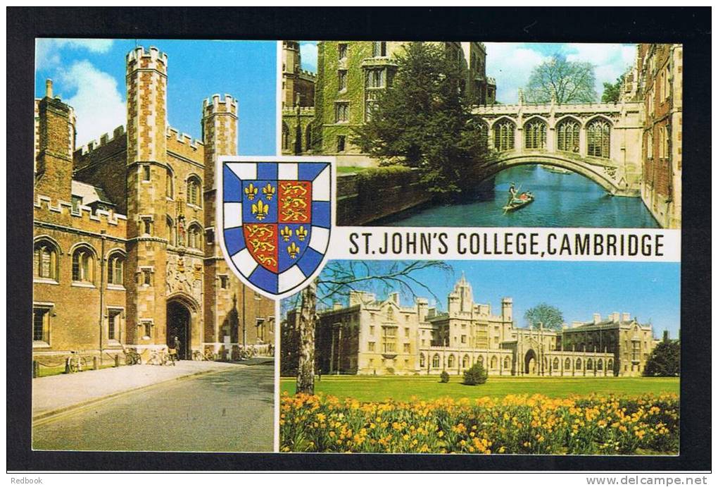 RB 838 - J. Salmon Multiview Postcard - St John's College Cambridge &amp; Shield Coat Of Arms - Cambridge