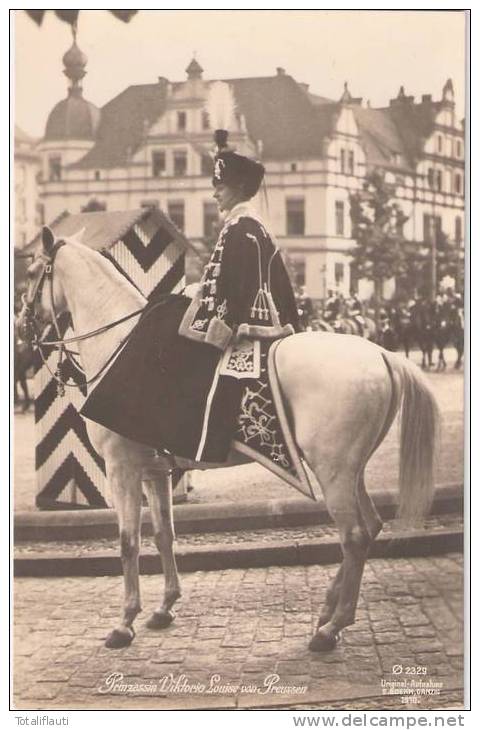 Danzig Prinzessin Viktoria Louise Von Preußen Uniform Dead Head Hussar Hoch Zu Roß Horse TOP-Erhaltung Im Stadtbild 1910 - Danzig