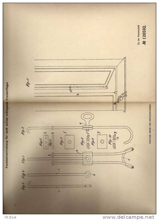 Original Patentschrift -  Fensterflügel , Carl Ahrend , Bremen  1901 !!! - Architectuur