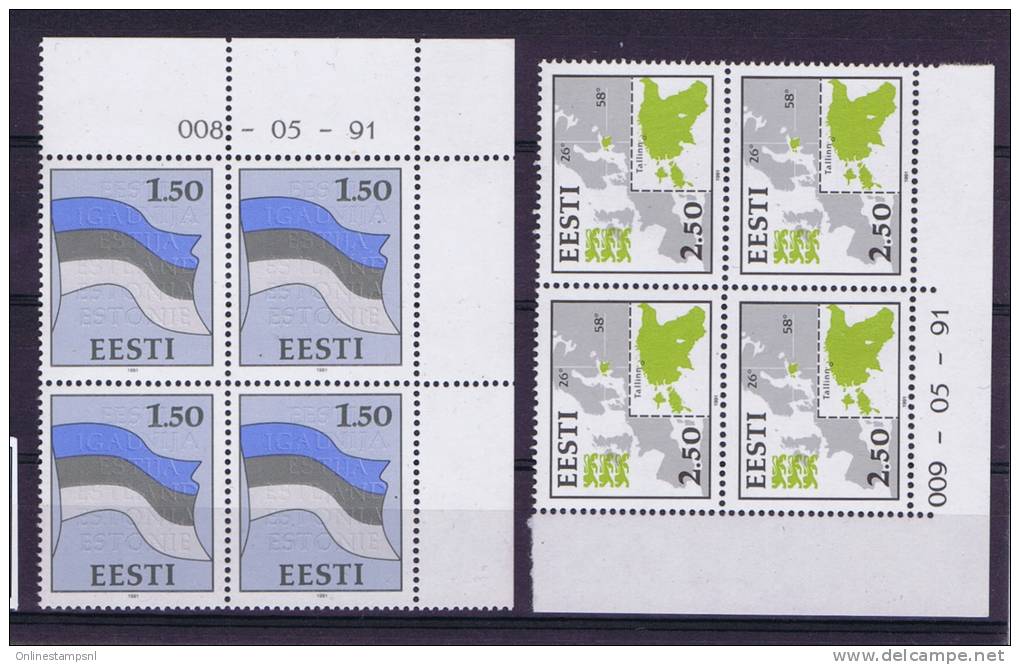 Estland Eesti, 1991 Michel 194 + 175 In Cornermargins With Print Data, MNH / Neuf** - Estonia