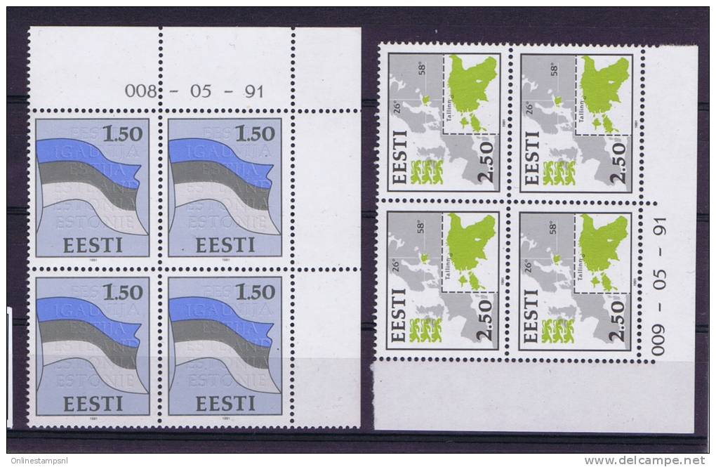 Estland Eesti, 1991 Michel 194 + 175 In Cornermargins With Print Data, MNH / Neuf** - Estland