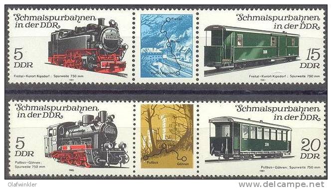 1981 Schmalspurbahnen II ZDR Michel 2629-32 / Scott 2205-6 / YT 2284-7 Postfrisch/neuf Sans Charniere/MNH - Neufs