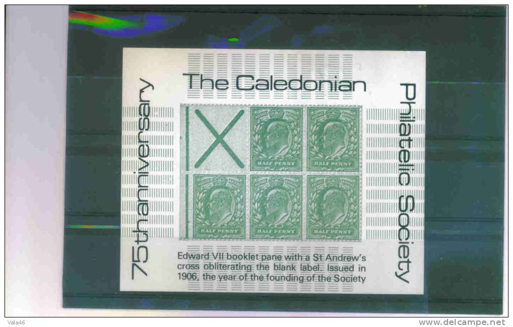 GRANDE BRETAGNE  BLOC FEUILLET  THE CALEDONIAN  PHILATELIC SOCIETY - Cinderelas