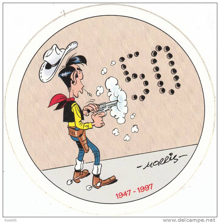 LUCKY LUKE MORRIS 50 ANS 1947 1997 AUTOCOLLANT STICKER - Autocollants