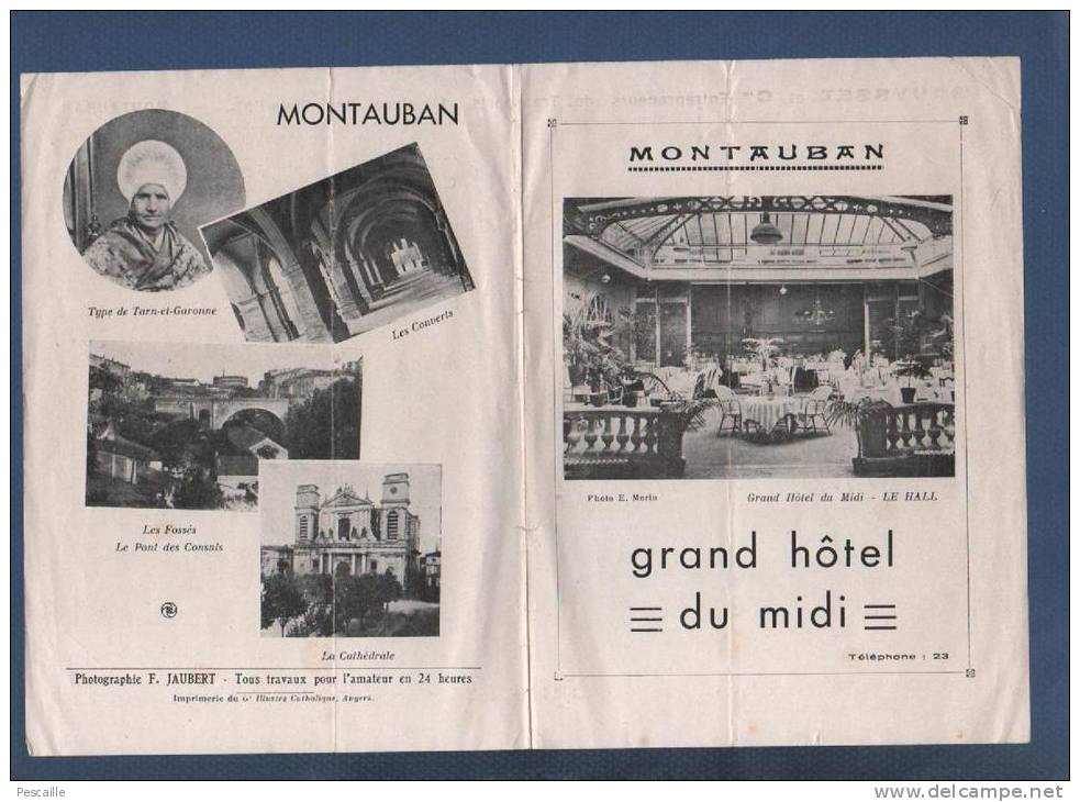 82 TARN ET GARONNE - PUBLICITE MONTAUBAN - GRAND HOTEL DU MIDI - LISTE DE MAGASINS - Advertising