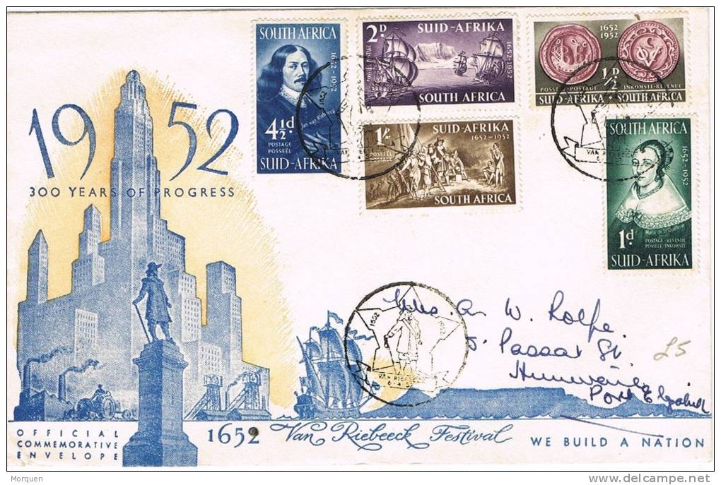 2186. Carta SOUTH AFRICA 1952. Festival Van Riebeeck - Storia Postale