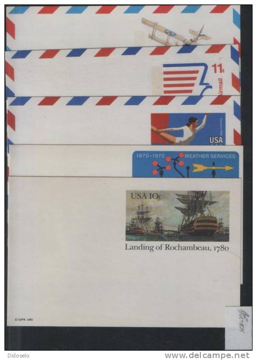USA -Lot Of 5  Prepaid Postcards - 1961-80