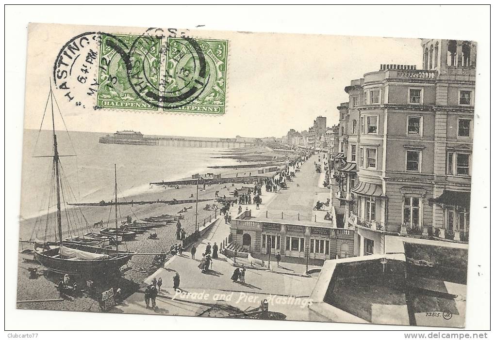 Hastings (Angleterre) : Parade And Pier Im 1913 (lively) - Hastings