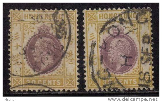 Hong Kong Used  1921, Multi Script, 2 Diff., Shades, (SG127&127a),30c Purple & Orange-Yellow & Purple And Ch - Usati