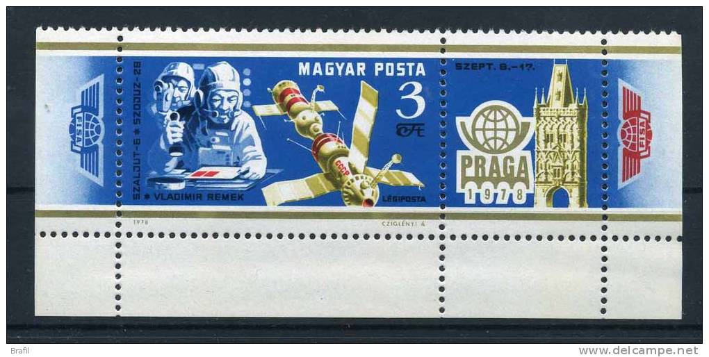 1978 Ungheria, Posta Aerea Praga 78 Spazio Astronauti, Serie Completa Nuova (**) - Ongebruikt