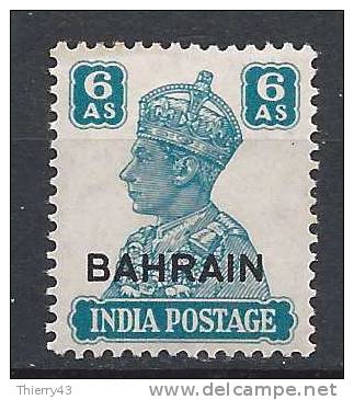 Bahrain 1943-45 -  Stamps Of India Ovpt. 6 A.  Y&amp;T 44  Mi. 46  MH, Charniere, Mit Falz - Bahrain (...-1965)