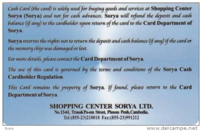 Cash Card Shopping Center Sorya Cambodge - Kambodscha