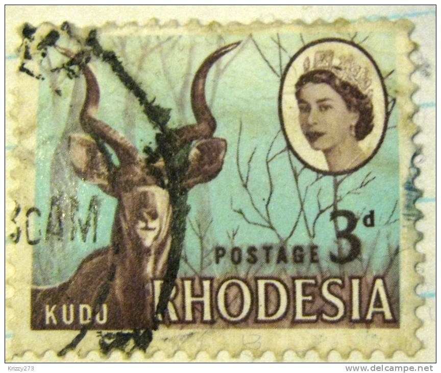 Rhodesia 1966 Kudu 3d - Used - Rhodesia (1964-1980)