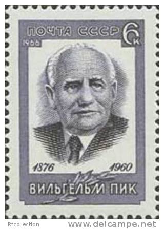 USSR Russia 1966 - One 90th Birth Anniversary Wilhelm Pieck Portrait German Leader Famous People Stamp MNH Michel 3231 - Collections