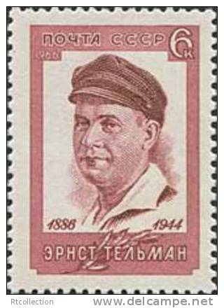 USSR Russia 1966 80th Birth Anniversary Ernst Thalmann Portrait German Worker Leader Famous People Stamp MNH Michel 3208 - Colecciones