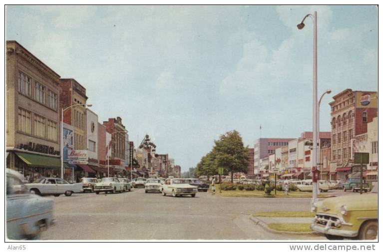 Columbus GA Georgia, Broadway Street Scene, Autos Business District, Signs C1950s/60s Vintage Postcard - Columbus