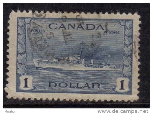 Canada Used 1942, $1.00 Blue, War Effort Series, Militaria, Ship - Usati