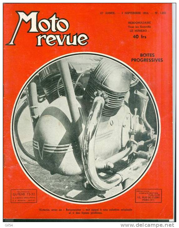 Moto Revue -   4 Septembre 1954 - N° 1202 Boites Progressives - Moto 11 - Moto