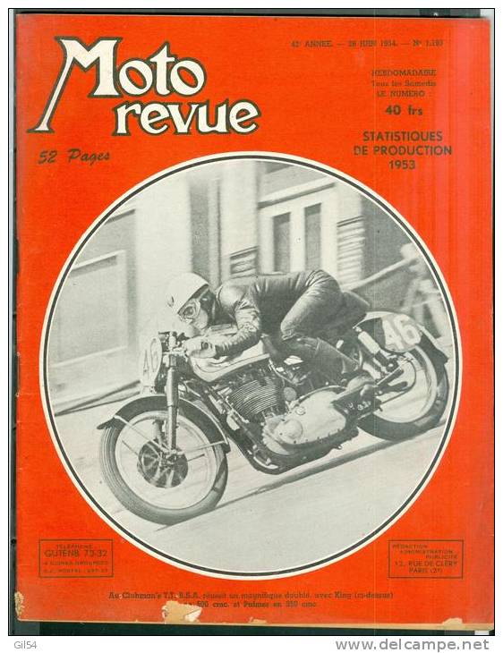 Moto Revue -  26 JUIN 1954 - 52 PAGES 6 N° 1193 -  Statistiques De Production 1953 - Moto 11 - Moto