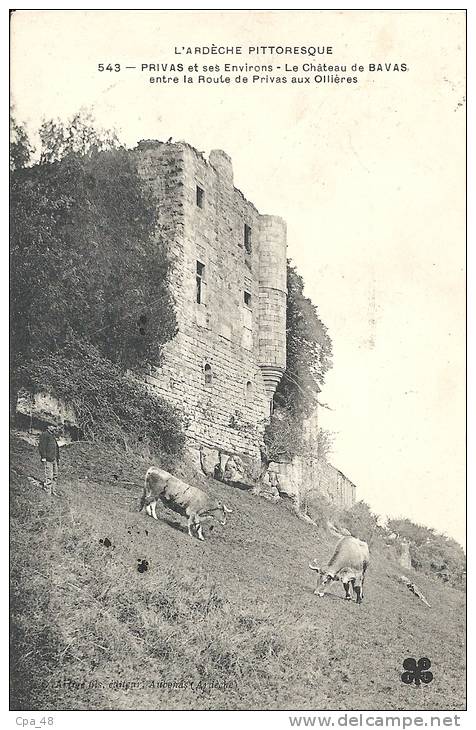 Ardèche- Privas Et Ses Environs -Le Château De Bavas Entre La Route De Privas Aux Ollières - Privas