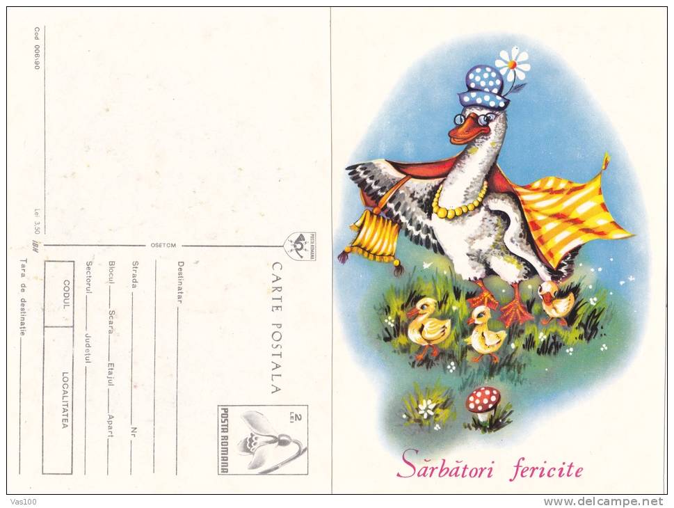 COCK, 1990, CARD STATIONERY, ENTIER POSTALE, UNUSED, ROMANIA - Cuckoos & Turacos