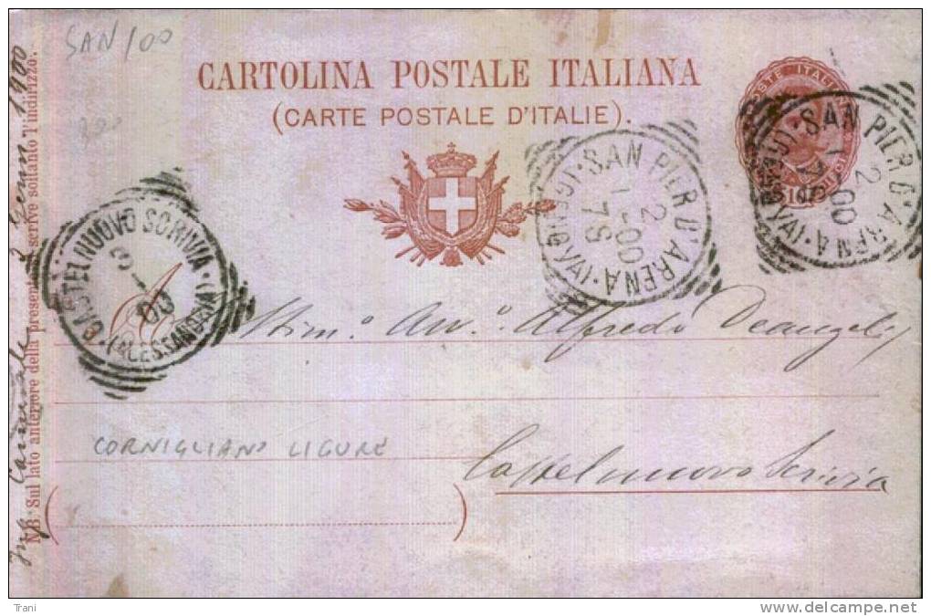 CORNIGLIANO LIGURE - Anno 1900 - Stamped Stationery