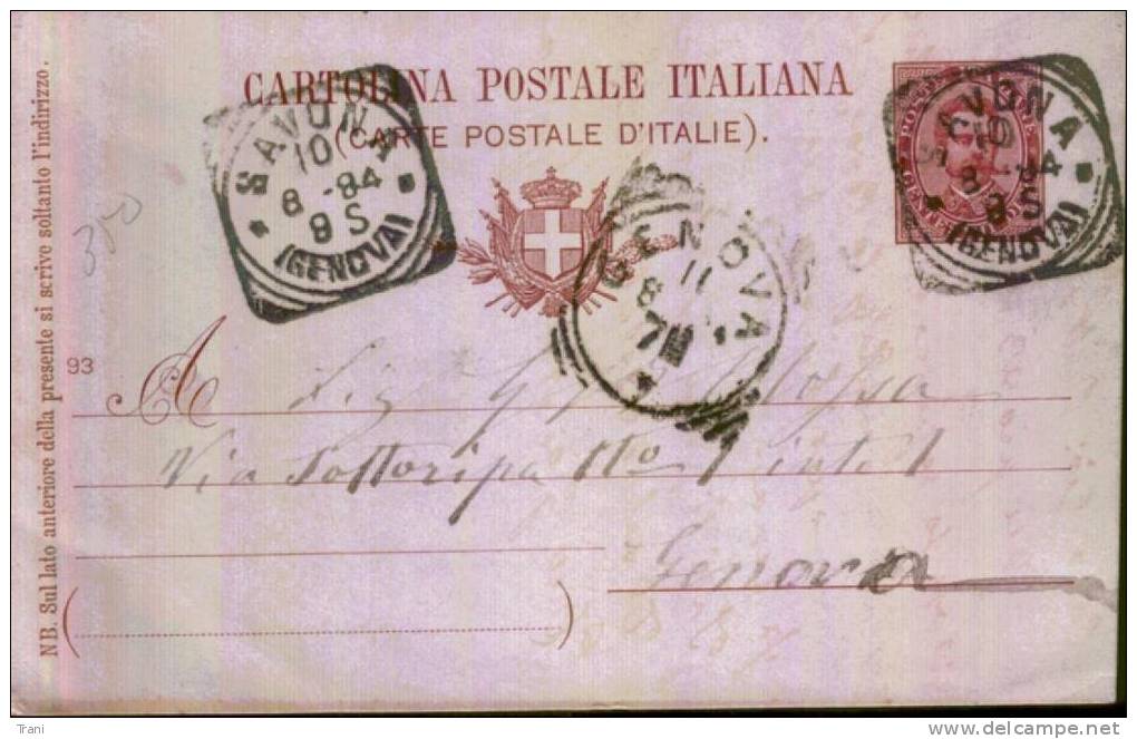 SAVONA - Anno 1894 - Interi Postali