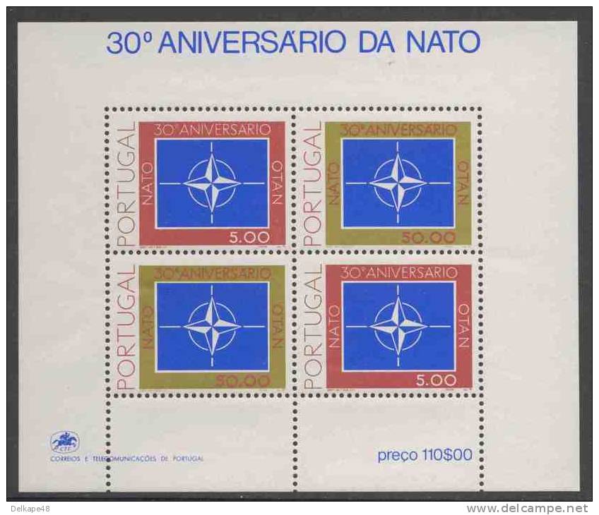 Portugal 1979 B26 (= Mi 1439 /0 YT 1419 /0 MS 1750 ** N.A.T.O. - Emblem / NAVO / OTAN - 30 Jahre NATO - Nuevos