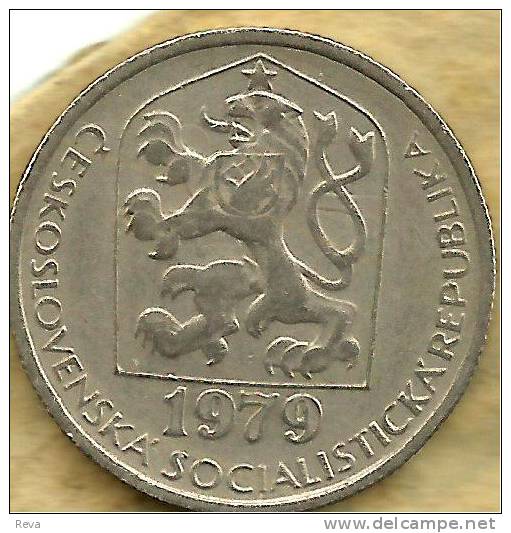 CZECHOSLOVAKIA 50 HELLER INSCRIPTIONS FRONT LION EMBLEM BACK 1979 KM? READ DESCRIPTION CAREFULLY !!! - Czechoslovakia