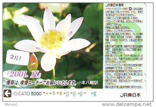 Carte Prépayée  Japon * TRAIN * IO CARD  (2111) Japan Prepaid Card * Karte  TREIN * ZUG * JR * FLEURES * FLOWER - Treni