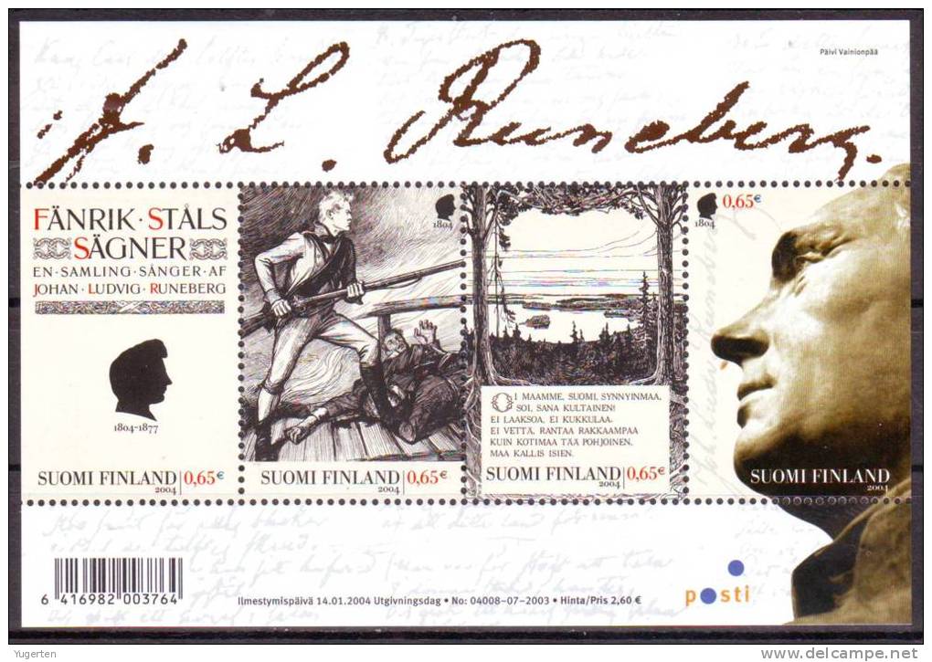 FINLAND SUOMI 2004 - J. Runeberg- MNH (**) - Nuovi