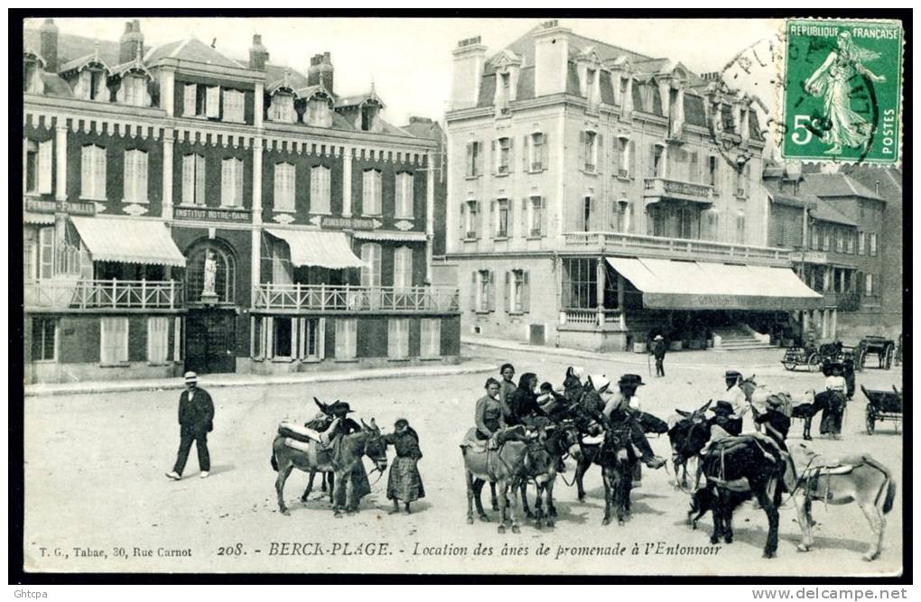 CPA. BERCK-PLAGE. Location Des ânes De Promenade à L'Entonnoir. - Berck