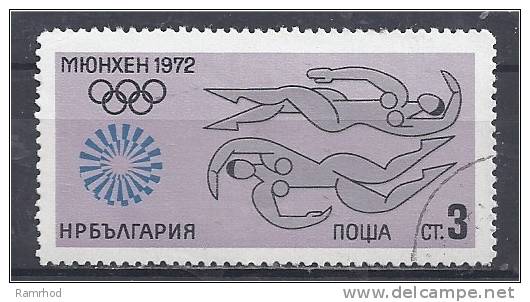 BULGARIA 1972 Olympic Games, Munich. Multicoloured. 3s.Swimming CTO - Used Stamps