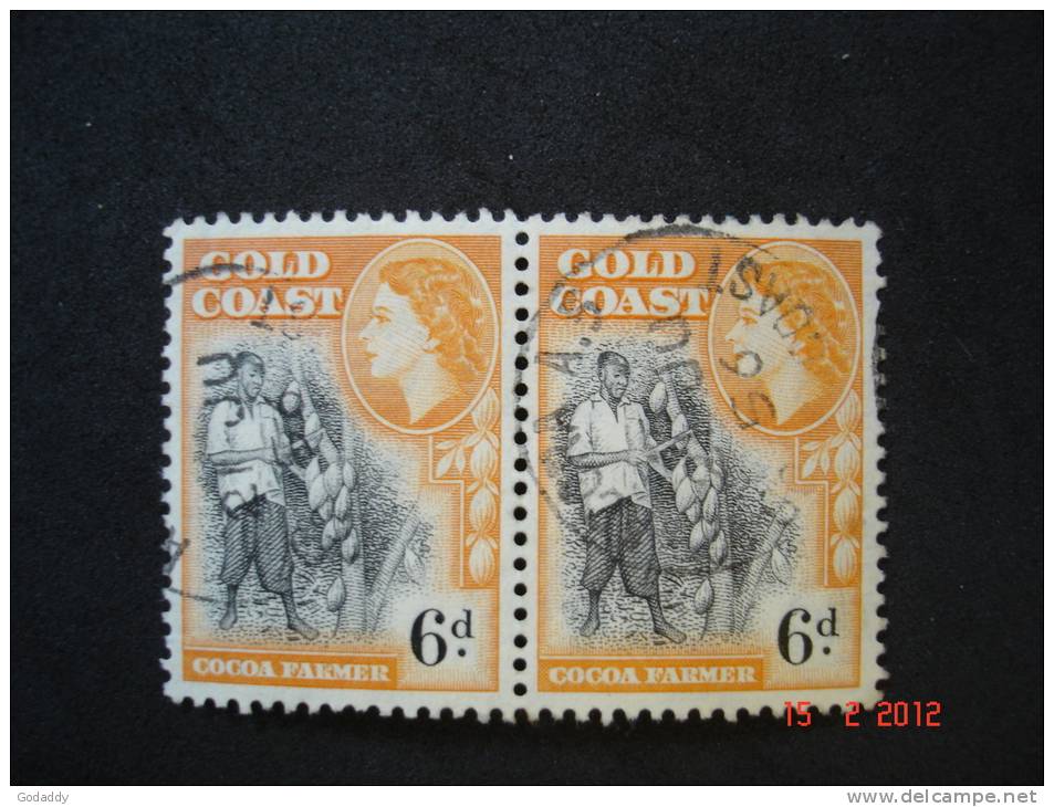 Gold Coast 1952  Q.Elizabeth II  6d  Pair   SG160  Used - Gold Coast (...-1957)