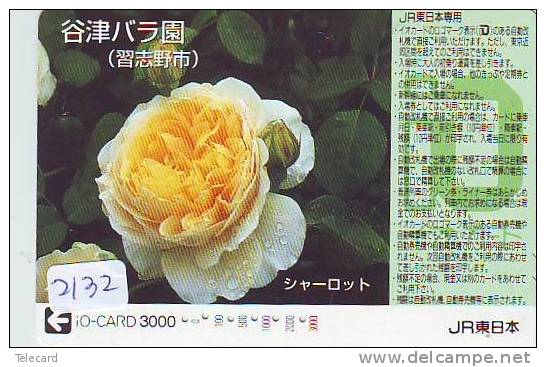 Carte Prépayée  Japon * TRAIN * IO CARD  (2132) Japan Prepaid Card * Karte  TREIN * ZUG * JR * FLEURES * FLOWER * - Trains