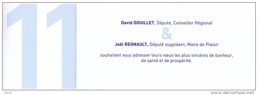 Carte De Voeux 2011 : David Douillet, Député, Conseiller Régional Des Yvelines, Assemblée Nationale, 2 Volets, Politique - Documenti Storici