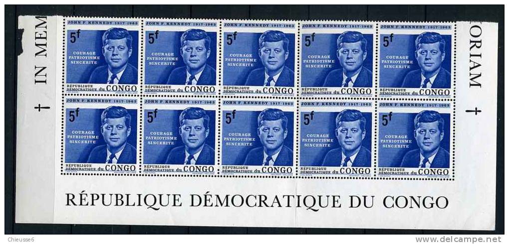 Repo. Démo. Du Congo ** N° 567 Bas De Feuille (10 Tbres) - En Mémoire à J.F. Kenndey - Nuovi