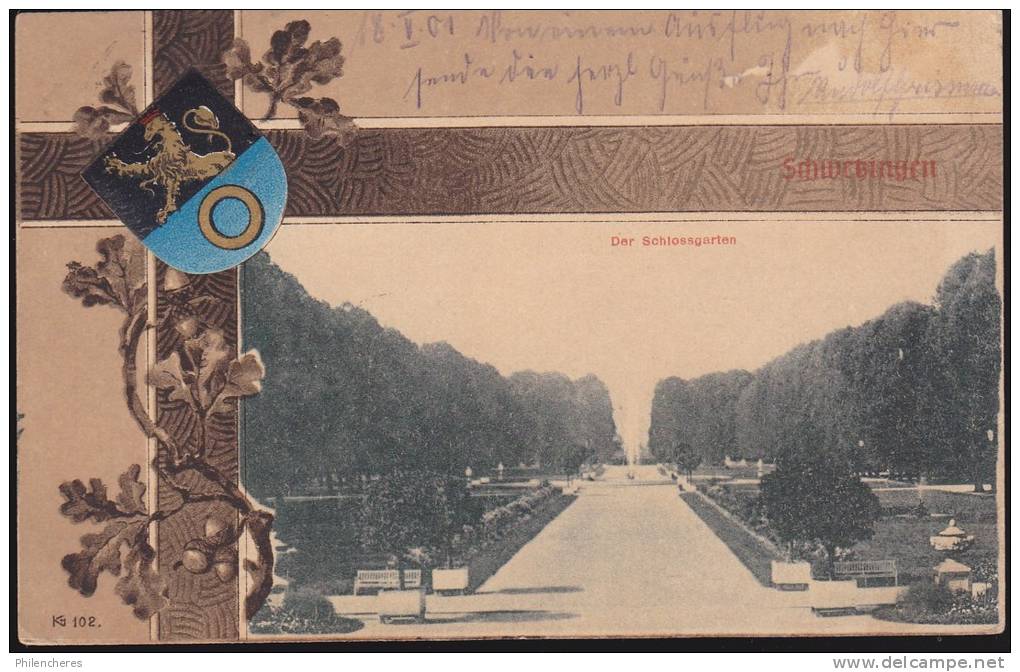 CPA - (Allemagne) Schwetzingen -  Der Schlossgarten (carte Relief) (obl.1901) - Schwetzingen