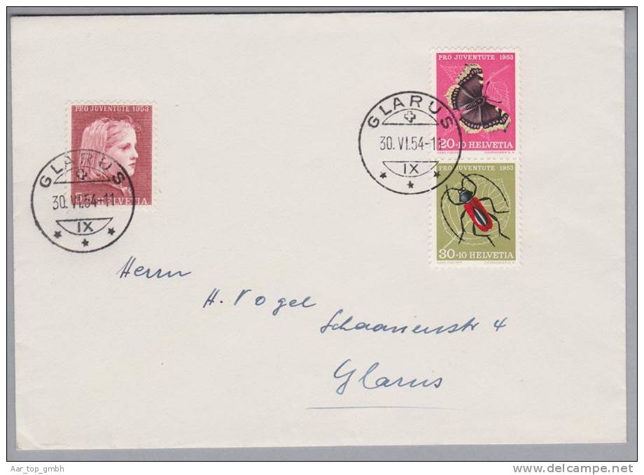 Schweiz KZS 1954-06-30 Brief Mit Zu#Z40 Sammlerbeleg - Zusammendrucke