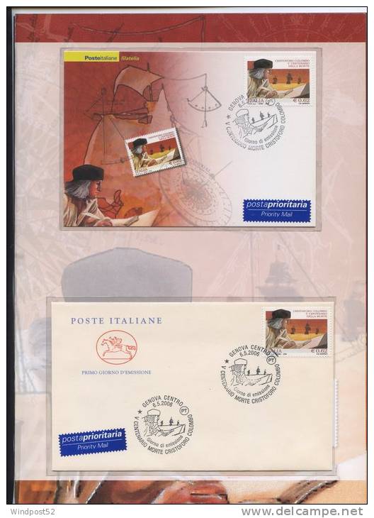 ITALIA - FOLDER 2006 - CRISTOFORO COLOMBO ANNIVERSARIO DELLA MORTE - Pochettes