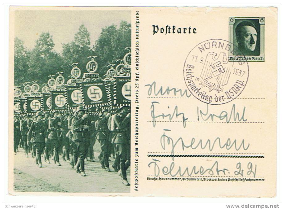 Deutsches Reich Ganzsache P 264/06, Sonderstempel Reichsparteitag Nürnberg - Sonstige & Ohne Zuordnung