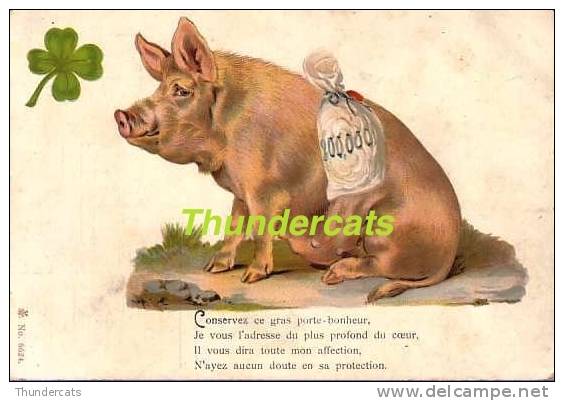 CPA CARTE LITHO COCHON  ** VINTAGE LITHO CARD PIG - Cochons