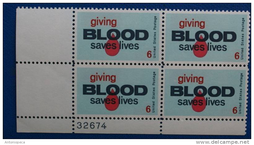 USA 1971 BLOCK BLOOD DONERS   MNH** - 2. 1941-80